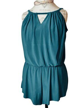 Aqua Green Womens XL Swim Romper Green Pockets Padded Shelf Bra Swimsuit